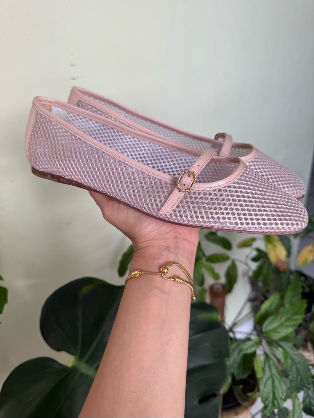 Talbots Pale Pink Mary Jane Ballet Flats with Mesh Upper - Picture 4 of 7